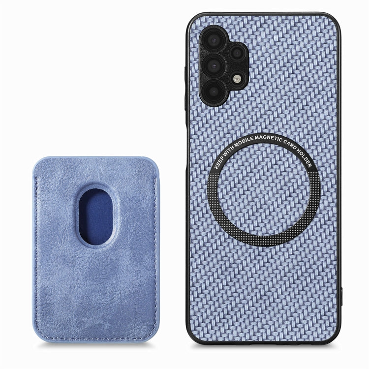 For Samsung Galaxy A32 5G Carbon Fiber Leather Card Magsafe Magnetic Phone Case(Blue) - free shipping - PMC TechLife - Order now!