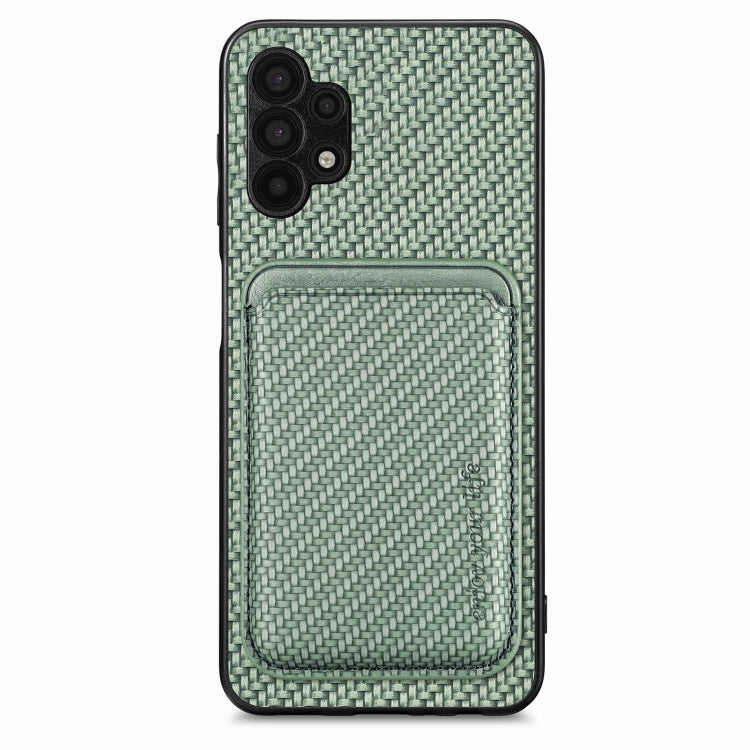 For Samsung Galaxy A32 5G Carbon Fiber Leather Card Magsafe Magnetic Phone Case(Green) - Galaxy Phone Cases by PMC TechLife | Online Shopping South Africa | PMC TechLife