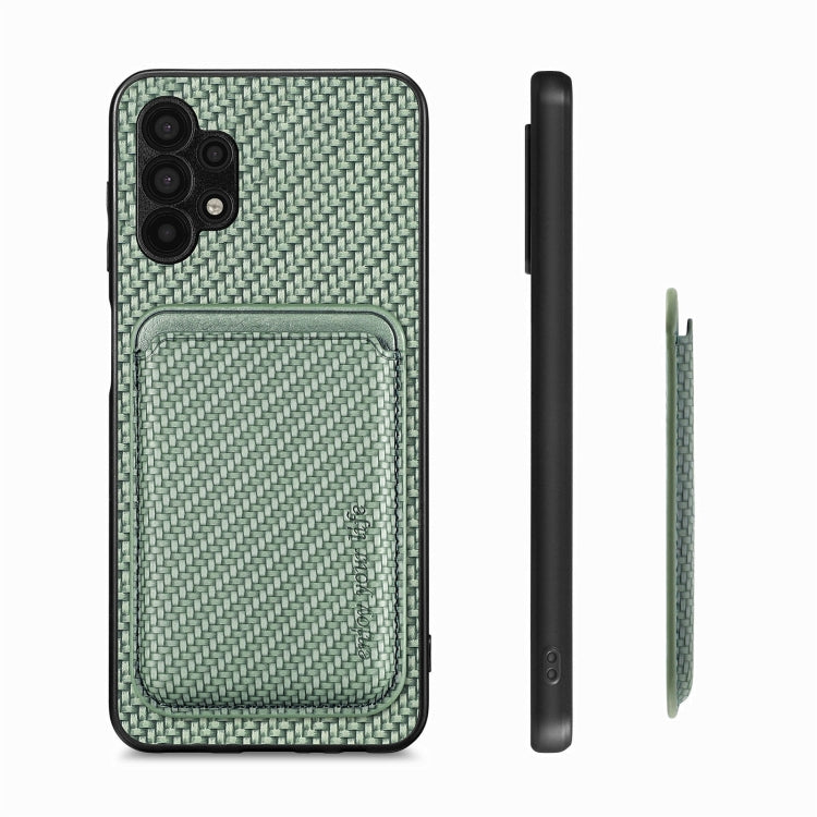 For Samsung Galaxy A32 5G Carbon Fiber Leather Card Magsafe Magnetic Phone Case(Green) - Galaxy Phone Cases by PMC TechLife | Online Shopping South Africa | PMC TechLife