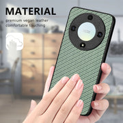 For Honor X9A Carbon Fiber Texture Leather Back Cover Phone Case(Blue)