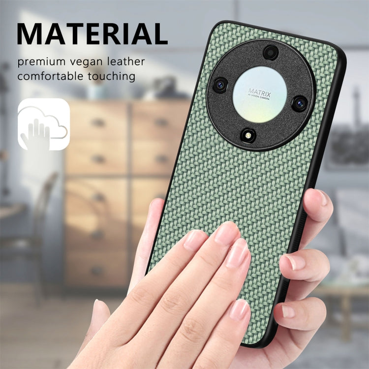 For Honor X9A Carbon Fiber Texture Leather Back Cover Phone Case(Blue)