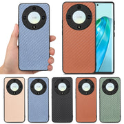 For Honor X9A Carbon Fiber Texture Leather Back Cover Phone Case(Blue)
