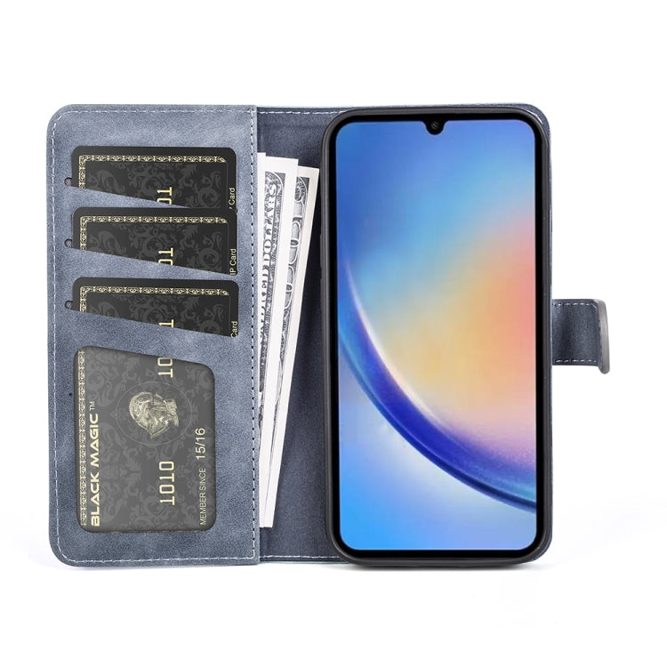 For Samsung Galaxy A34 5G Stitching Horizontal Flip Leather Phone Case(Blue) - free shipping - PMC TechLife - Order now!