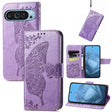 For Google Pixel 9 Butterfly Love Flower Embossed Leather Phone Case(Light Purple) - Google Cases by PMC TechLife | Online Shopping South Africa | PMC TechLife | Buy Now Pay Later Mobicred