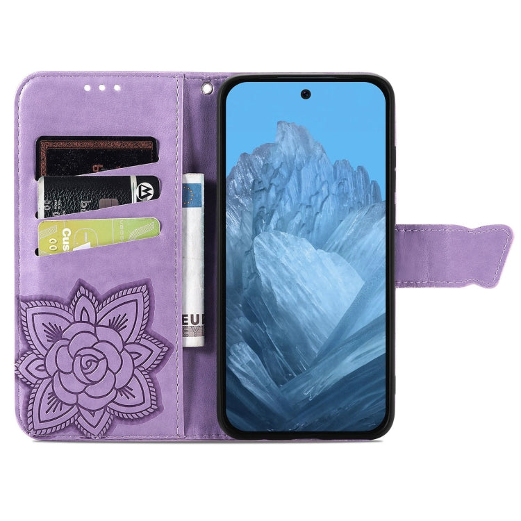 For Google Pixel 9 Butterfly Love Flower Embossed Leather Phone Case(Light Purple) - Google Cases by PMC TechLife | Online Shopping South Africa | PMC TechLife | Buy Now Pay Later Mobicred