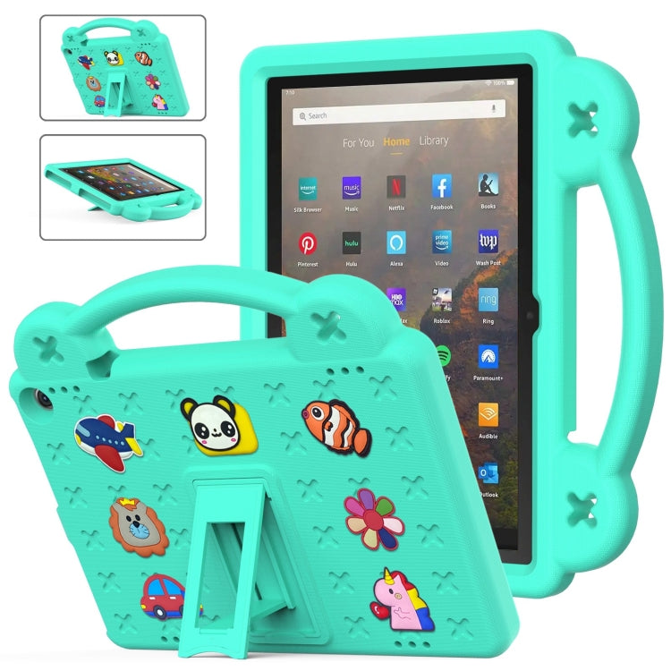 For Amazon Fire HD 10 2021 Handle Kickstand Children EVA Shockproof PC Tablet Case(Mint Green) - Amazon by PMC TechLife | Online Shopping South Africa | PMC TechLife | Buy Now Pay Later Mobicred