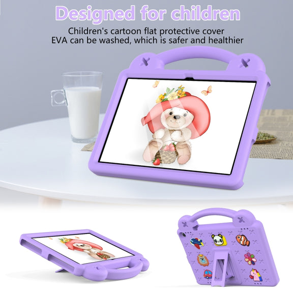 For Amazon Fire HD 10 2021 Handle Kickstand Children EVA Shockproof PC Tablet Case(Light Purple)