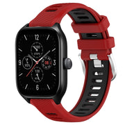 For Amazfit GTR Mini 20mm Cross Texture Two Color Silicone Steel Buckle Watch Band(Red+Black)