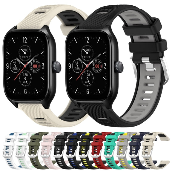 For Amazfit GTR Mini 20mm Cross Texture Two Color Silicone Steel Buckle Watch Band(Midnight Blue + Starlight)