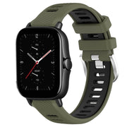 For Amazfit GTS 3 20mm Cross Texture Two Color Silicone Steel Buckle Watch Band(Army Green+Black)