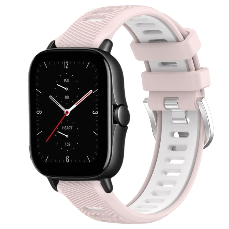For Amazfit GTS 3 20mm Cross Texture Two Color Silicone Steel Buckle Watch Band(Pink+White) - Watch Bands by PMC TechLife | Online Shopping South Africa | PMC TechLife | Buy Now Pay Later Mobicred