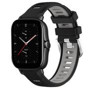 For Amazfit GTS 3 20mm Cross Texture Two Color Silicone Steel Buckle Watch Band(Black+Grey)