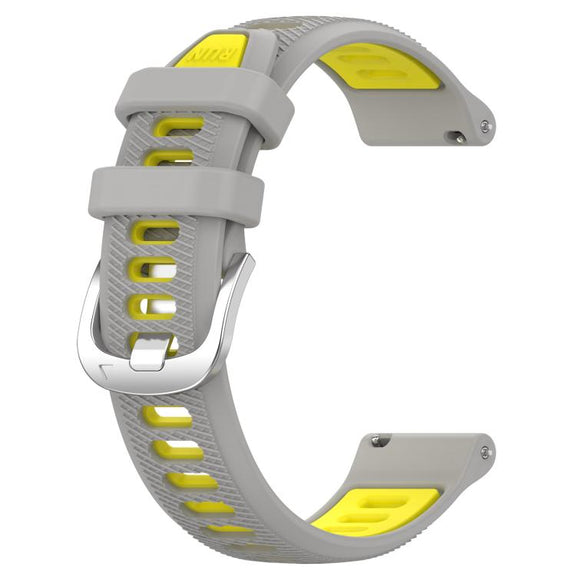 For Amazfit GTS 3 20mm Cross Texture Two Color Silicone Steel Buckle Watch Band(Grey+Yellow)