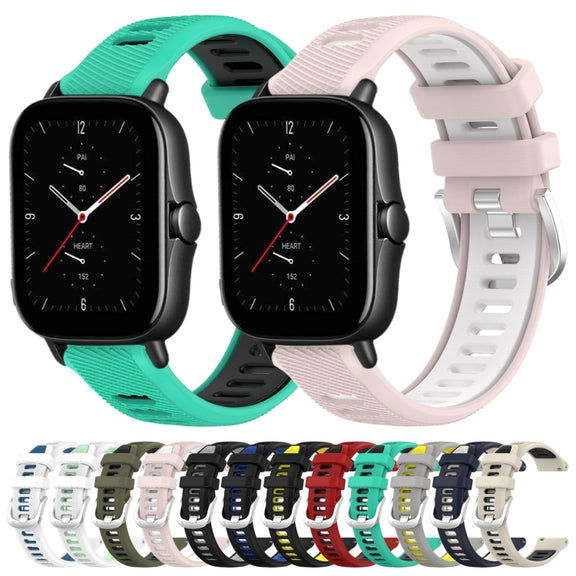 For Amazfit GTS 3 20mm Cross Texture Two Color Silicone Steel Buckle Watch Band(Starlight+Black)