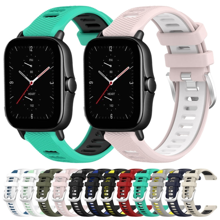 For Amazfit GTS 3 20mm Cross Texture Two Color Silicone Steel Buckle Watch Band(Army Green+Black)
