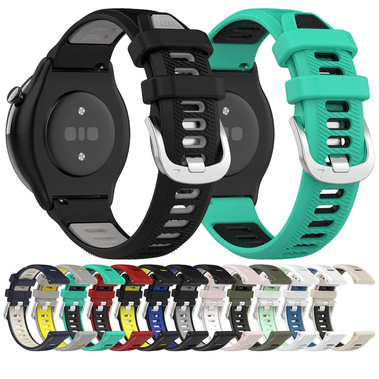 For Amazfit GTS 3 20mm Cross Texture Two Color Silicone Steel Buckle Watch Band(Army Green+Black)