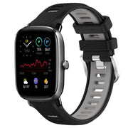 For Amazfit GTS 2E 20mm Cross Texture Two Color Silicone Steel Buckle Watch Band(Black+Grey)