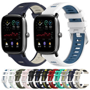 For Amazfit GTS 2E 20mm Cross Texture Two Color Silicone Steel Buckle Watch Band(Lake Blue+Black)