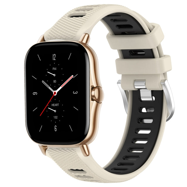 For Amazfit GTS 2 Mini 20mm Cross Texture Two Color Silicone Steel Buckle Watch Band(Starlight+Black)