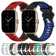 For Amazfit GTS 2 Mini 20mm Cross Texture Two Color Silicone Steel Buckle Watch Band(Red+Black)