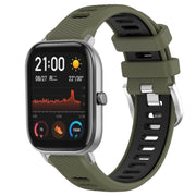 For Amazfit GTS 2 20mm Cross Texture Two Color Silicone Steel Buckle Watch Band(Army Green+Black)