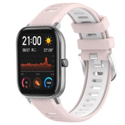 For Amazfit GTS 2 20mm Cross Texture Two Color Silicone Steel Buckle Watch Band(Pink+White)