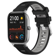 For Amazfit GTS 2 20mm Cross Texture Two Color Silicone Steel Buckle Watch Band(Black+Grey)