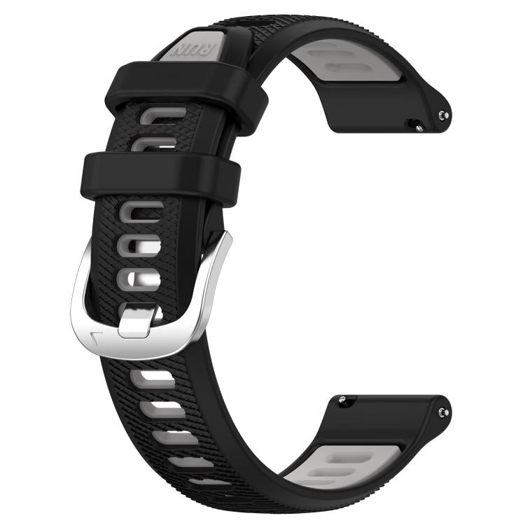 For Amazfit GTS 2 20mm Cross Texture Two Color Silicone Steel Buckle Watch Band(Black+Grey)