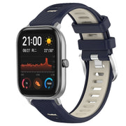 For Amazfit GTS 2 20mm Cross Texture Two Color Silicone Steel Buckle Watch Band(Midnight Blue + Starlight)