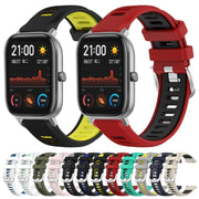 For Amazfit GTS 2 20mm Cross Texture Two Color Silicone Steel Buckle Watch Band(White+Blue)
