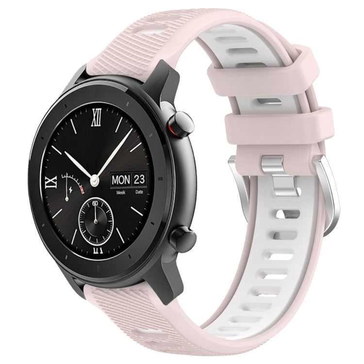 For Amazfit GTS 20mm Cross Texture Two Color Silicone Steel Buckle Watch Band(Pink+White) - Watch Bands by PMC TechLife | Online Shopping South Africa | PMC TechLife | Buy Now Pay Later Mobicred