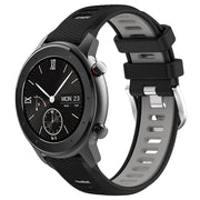 For Amazfit GTS 20mm Cross Texture Two Color Silicone Steel Buckle Watch Band(Black+Grey)