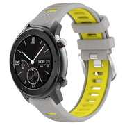 For Amazfit GTS 20mm Cross Texture Two Color Silicone Steel Buckle Watch Band(Grey+Yellow)