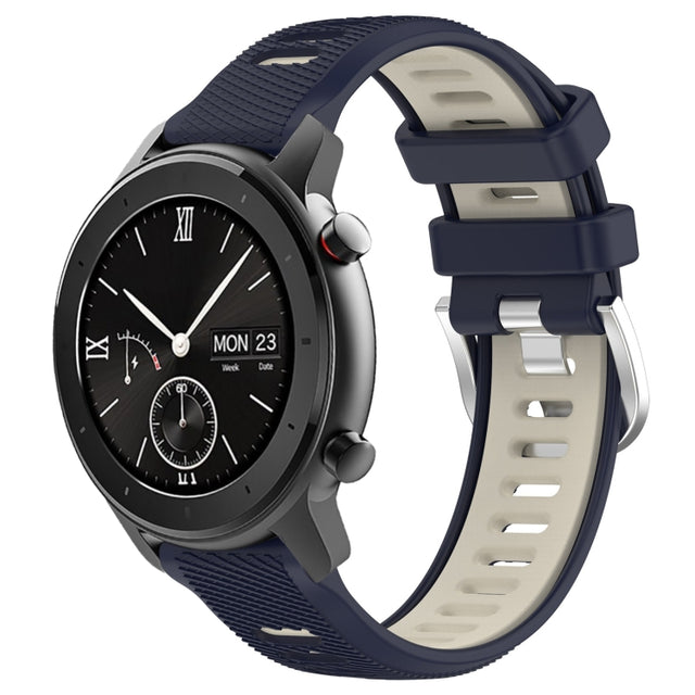 For Amazfit GTS 20mm Cross Texture Two Color Silicone Steel Buckle Watch Band(Midnight Blue + Starlight)
