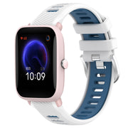 For Amazfit GTR 42MM 20mm Cross Texture Two Color Silicone Steel Buckle Watch Band(White+Blue)