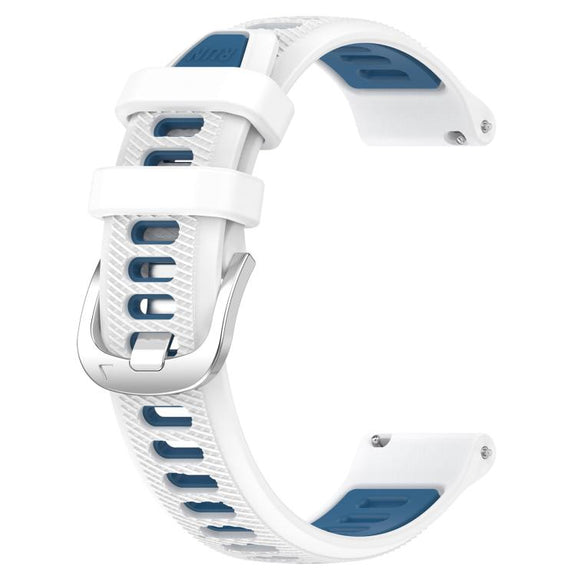 For Amazfit GTR 42MM 20mm Cross Texture Two Color Silicone Steel Buckle Watch Band(White+Blue)