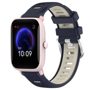 For Amazfit GTR 42MM 20mm Cross Texture Two Color Silicone Steel Buckle Watch Band(Midnight Blue + Starlight)