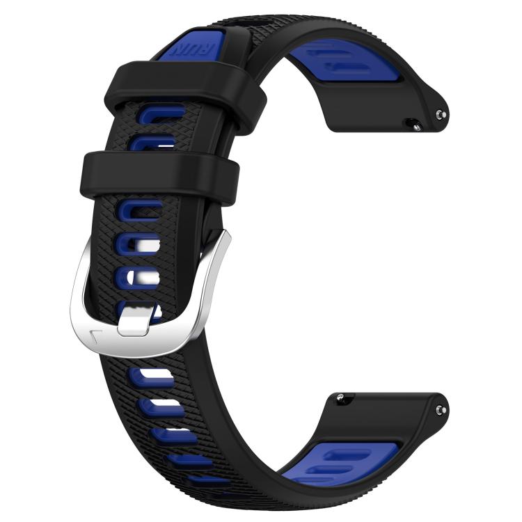 For Amazfit Pop Pro 20mm Cross Texture Two Color Silicone Steel Buckle Watch Band(Black+Blue)