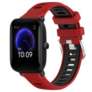 For Amazfit Pop Pro 20mm Cross Texture Two Color Silicone Steel Buckle Watch Band(Red+Black)