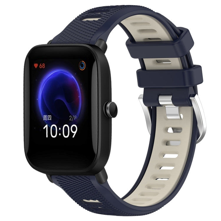 For Amazfit Pop Pro 20mm Cross Texture Two Color Silicone Steel Buckle Watch Band(Midnight Blue + Starlight) - Watch Bands by PMC TechLife | Online Shopping South Africa | PMC TechLife | Buy Now Pay Later Mobicred