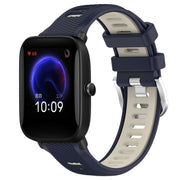 For Amazfit Pop Pro 20mm Cross Texture Two Color Silicone Steel Buckle Watch Band(Midnight Blue + Starlight)