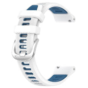 For Amazfit Pop 20mm Cross Texture Two Color Silicone Steel Buckle Watch Band(White+Blue)