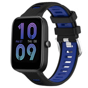 For Amazfit Pop 20mm Cross Texture Two Color Silicone Steel Buckle Watch Band(Black+Blue)