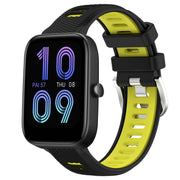 For Amazfit Pop 20mm Cross Texture Two Color Silicone Steel Buckle Watch Band(Black+Lime Green)