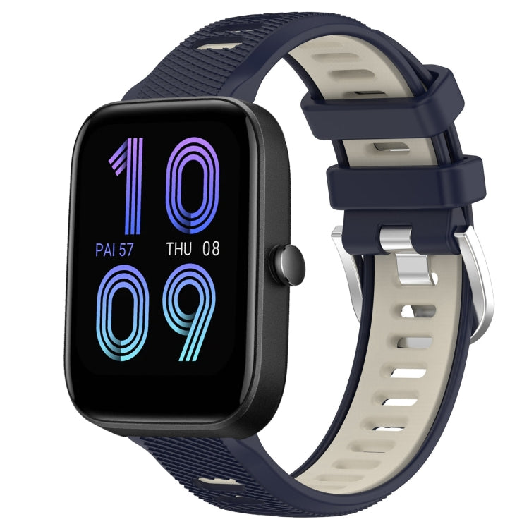 For Amazfit Pop 20mm Cross Texture Two Color Silicone Steel Buckle Watch Band(Midnight Blue + Starlight) - Watch Bands by PMC TechLife | Online Shopping South Africa | PMC TechLife | Buy Now Pay Later Mobicred
