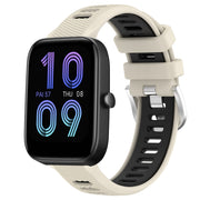 For Amazfit Pop 20mm Cross Texture Two Color Silicone Steel Buckle Watch Band(Starlight+Black)