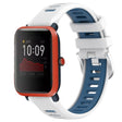 For Amazfit Bip3 20mm Cross Texture Two Color Silicone Steel Buckle Watch Band(White+Blue) - Watch Bands by PMC TechLife | Online Shopping South Africa | PMC TechLife | Buy Now Pay Later Mobicred