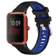 For Amazfit Bip3 20mm Cross Texture Two Color Silicone Steel Buckle Watch Band(Black+Blue) - Watch Bands by PMC TechLife | Online Shopping South Africa | PMC TechLife | Buy Now Pay Later Mobicred