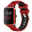 For Amazfit Bip3 20mm Cross Texture Two Color Silicone Steel Buckle Watch Band(Red+Black) - Watch Bands by PMC TechLife | Online Shopping South Africa | PMC TechLife | Buy Now Pay Later Mobicred