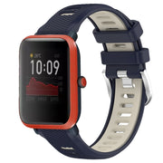 For Amazfit Bip3 20mm Cross Texture Two Color Silicone Steel Buckle Watch Band(Midnight Blue + Starlight)